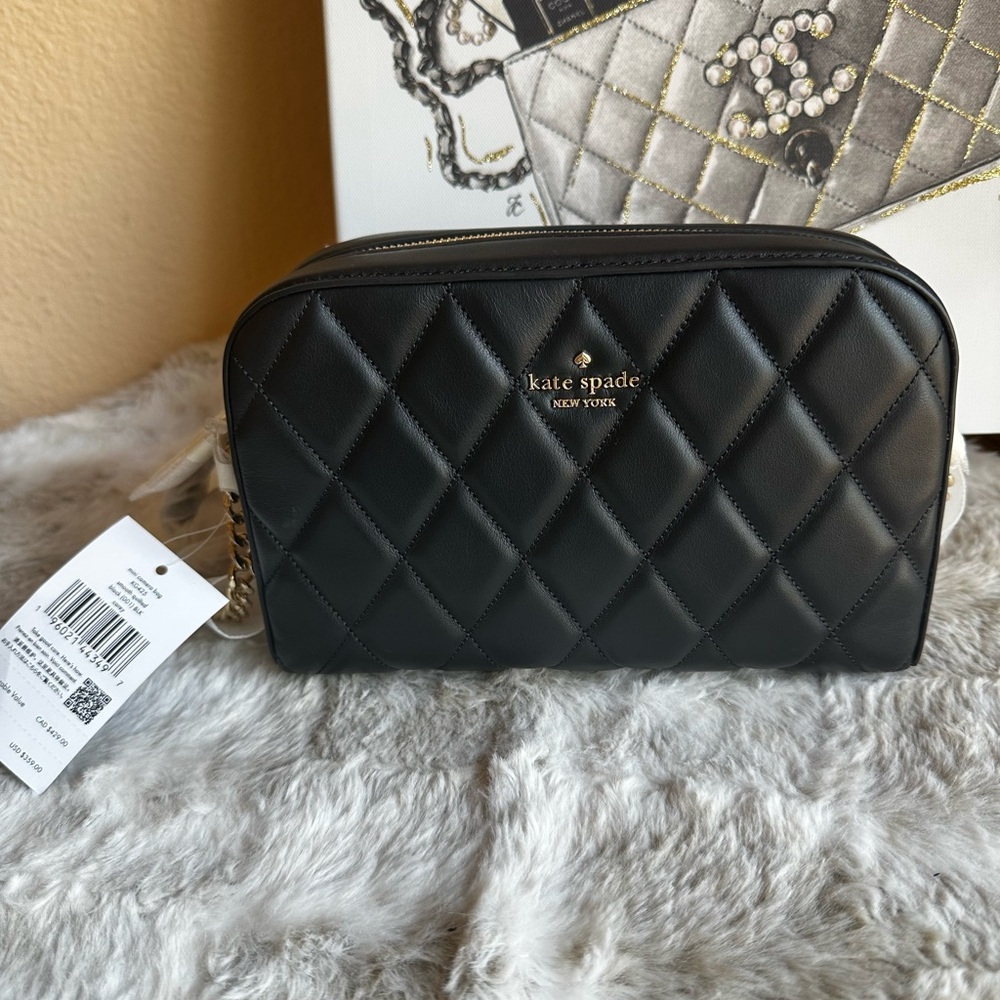 Kate Spade Black Quilted Carey Chain Camera Crossbody Bag - Picture 6 of 6
